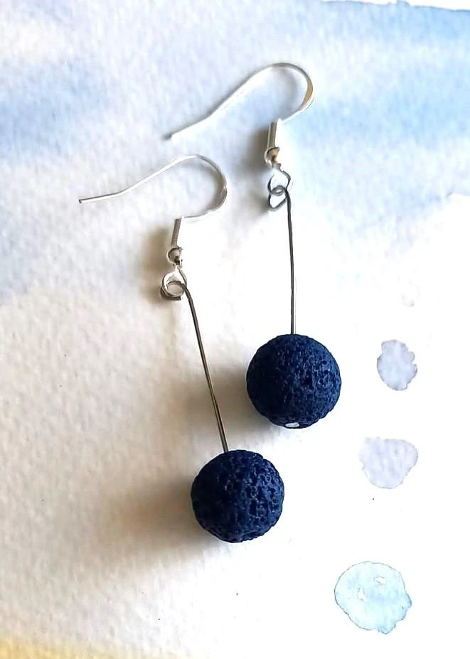 Boucles oreilles lave marine cr argent 925 neuves Grèce création